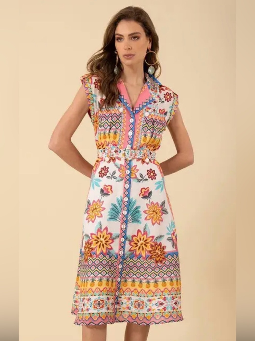 Hale Bob Daniela Linen Midi Dress